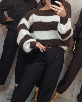 Sweterek COCO STRIPE czekolada