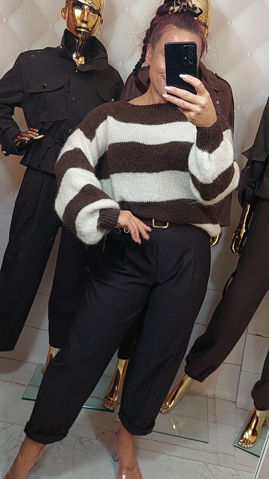 Sweterek COCO STRIPE czekolada
