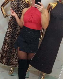 BLUZKA GLAMOUR Z CYRKONIAMI czerwona