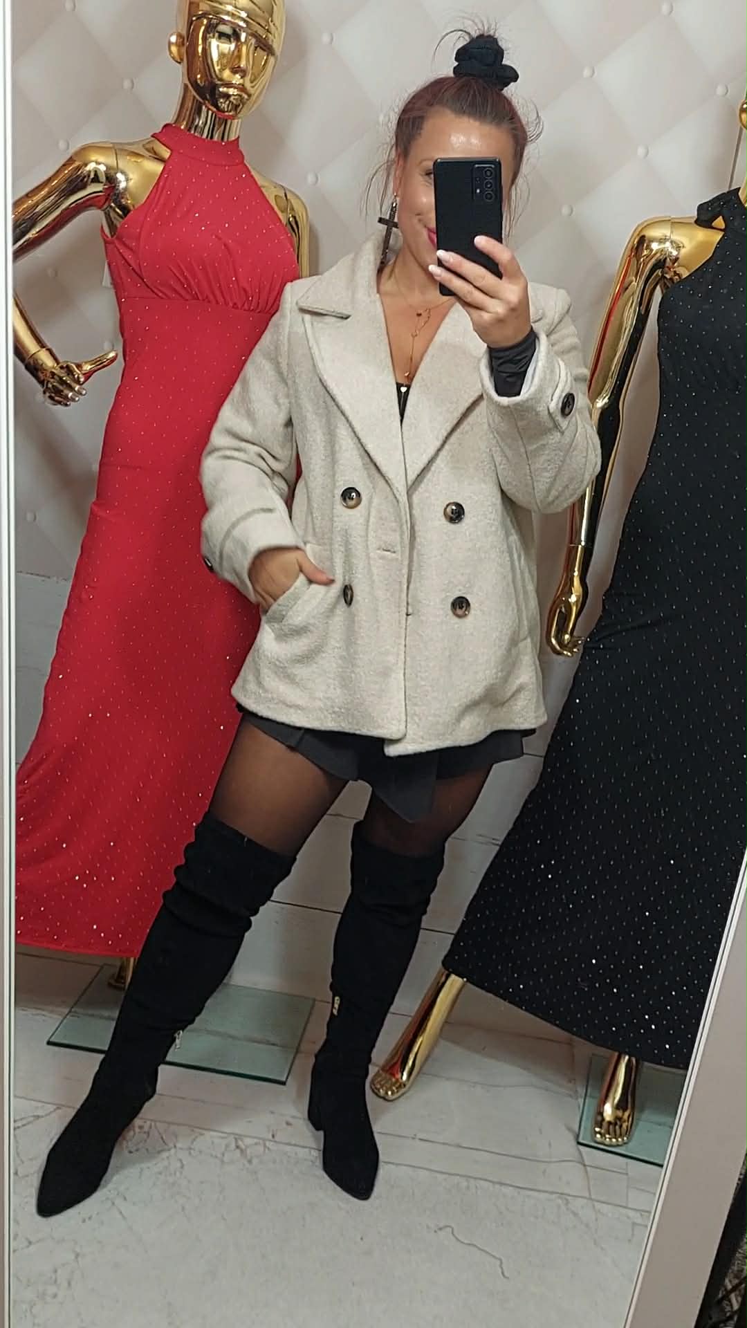 Krótki płaszczyk przejściowy COZY beż