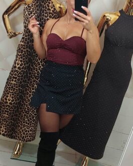 BLUZKA GLAM Z CYRKONIAMI wino