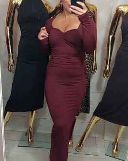Sukienka maxi AMORE wino