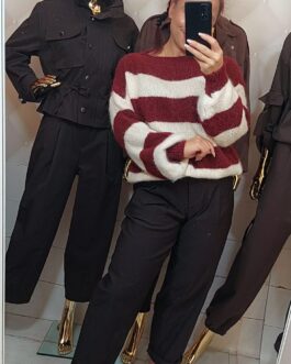 Sweterek COCO STRIPE wino