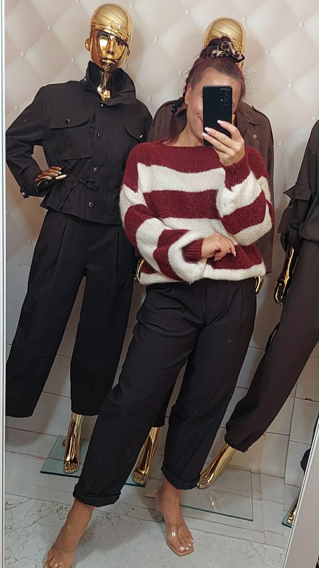 Sweterek COCO STRIPE wino