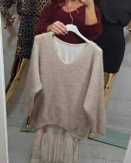 ✨ Sweterek z sukienkową halką - beż