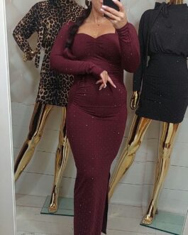 Sukienka maxi AMORE wino blink-blink