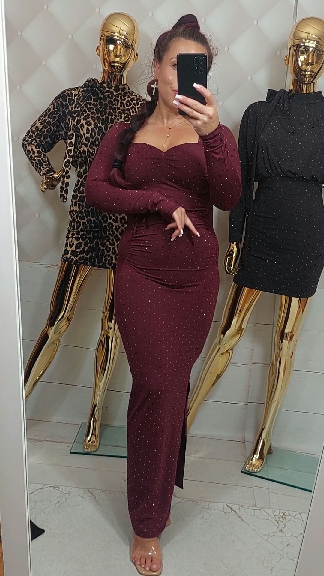 Sukienka maxi AMORE wino blink-blink